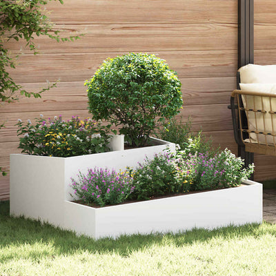 Vidaxl Gartenblumentopf weiß 100 x 100 x 50 cm kaltgewalzter Stahl