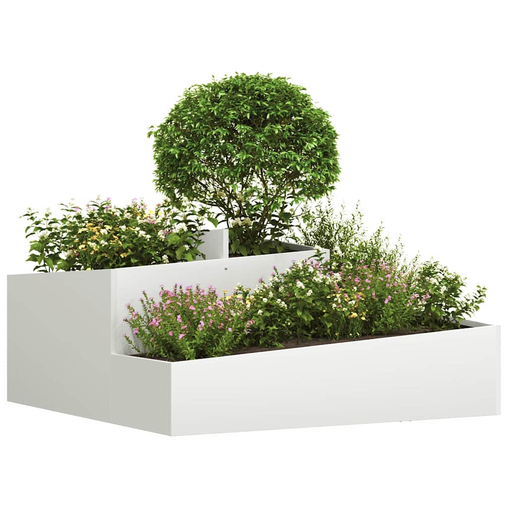Vidaxl Gartenblumentopf weiß 100 x 100 x 50 cm kaltgewalzter Stahl