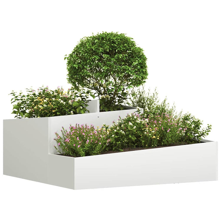 Vidaxl Gartenblumentopf weiß 100 x 100 x 50 cm kaltgewalzter Stahl