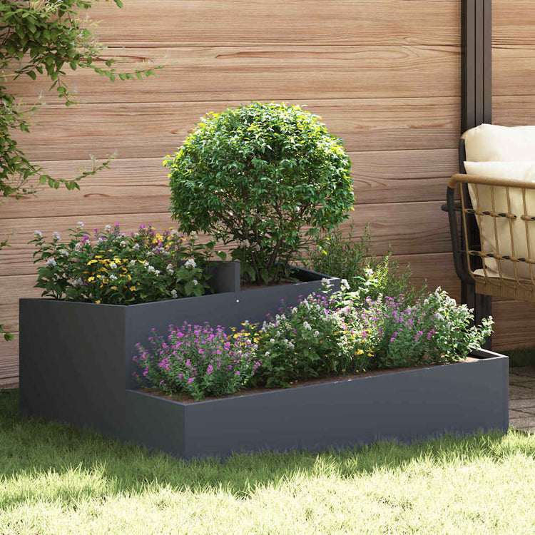 Vidaxl Gartenblumentopf Anthrazit 100 x 100 x 50 cm kaltgewalzter Stahl