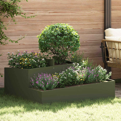 Vidaxxl Gartenblumentopf Olivgrün 100 x 100 x 50 cm kaltgewalzter Stahl