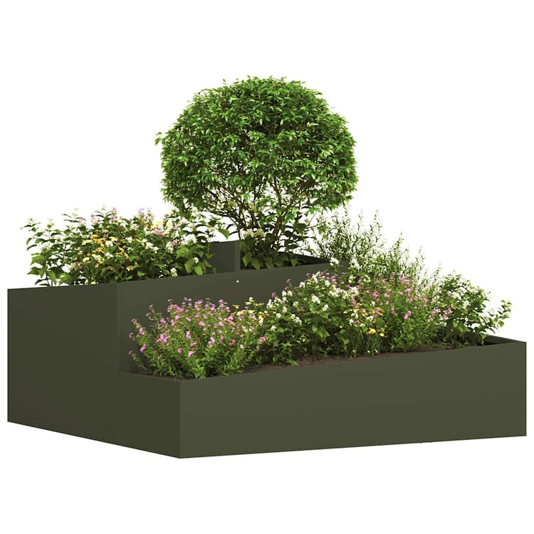 Vidaxxl Gartenblumentopf Olivgrün 100 x 100 x 50 cm kaltgewalzter Stahl
