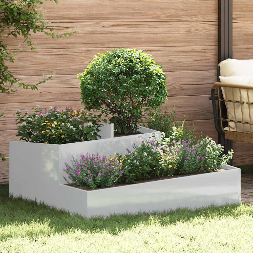 Vidaxl Gartenblumentopf Silber 100 x 100 x 50 cm verzinkter Stahl