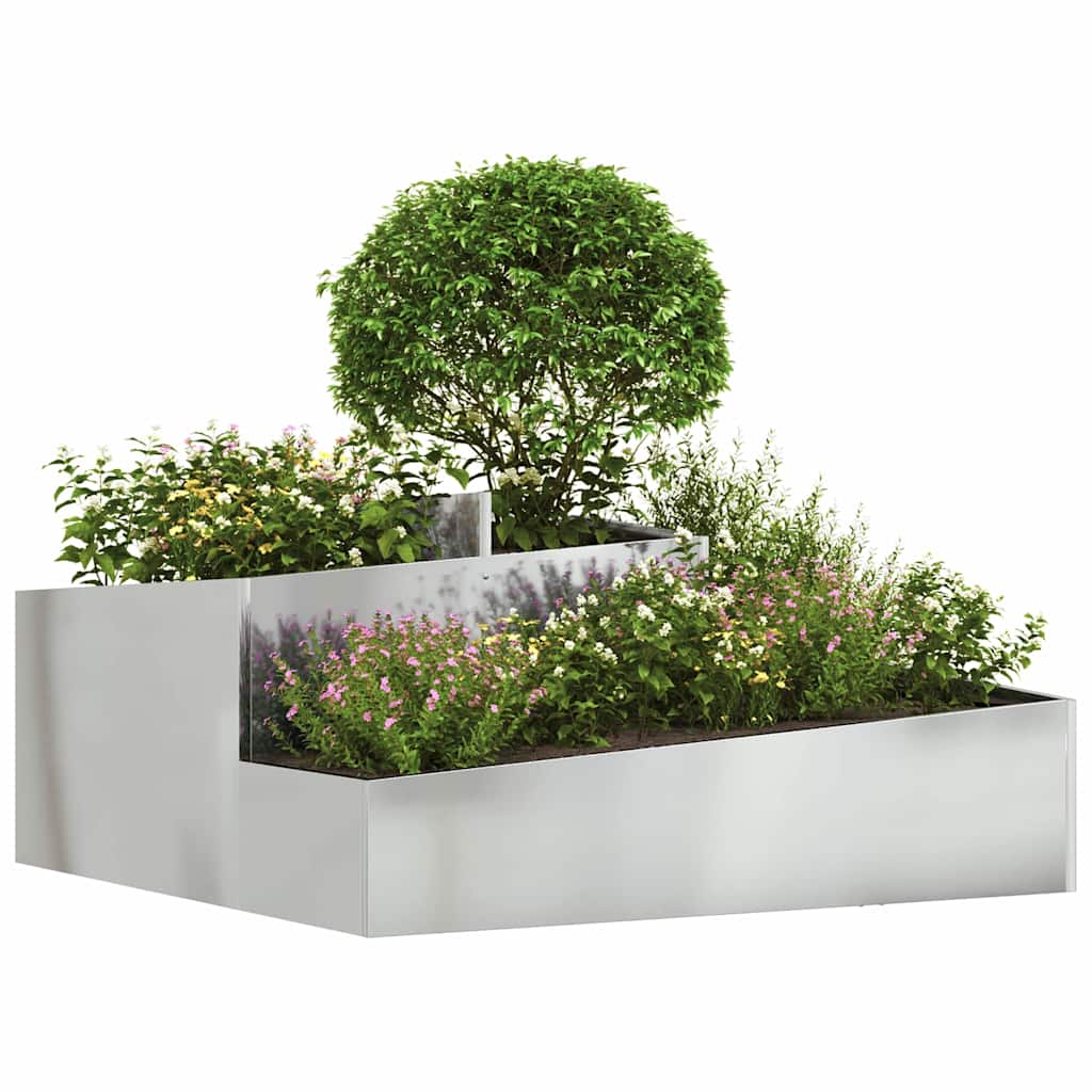 Vidaxl Gartenblumentopf Silber 100 x 100 x 50 cm verzinkter Stahl