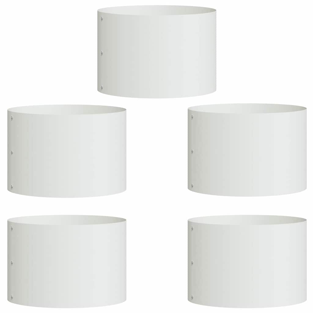 VidaXL Pflanzenring 5 Stück weiß 30 x 30 x 20 cm kaltgewalzter Stahl