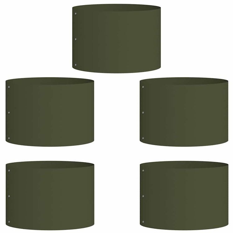 Vidaxxl Pflanzenring 5 Stück olivgrün 30 x 30 x 20 cm kaltgewalzter Stahl