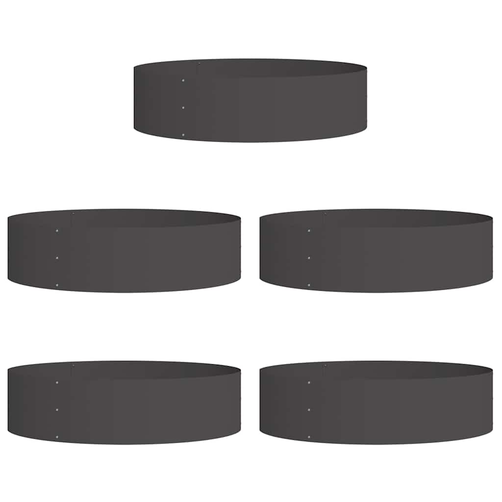VidaXL Pflanzenring 5 Stk. Schwarz 80 x 80 x 20 cm kaltgewalzter Stahl