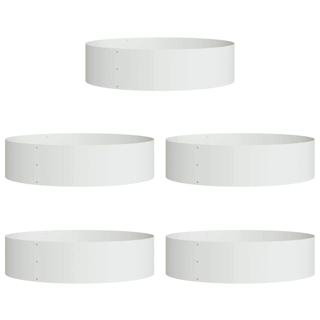 VidaXL Pflanzenring 5 Stück weiß 80 x 80 x 20 cm kaltgewalzter Stahl