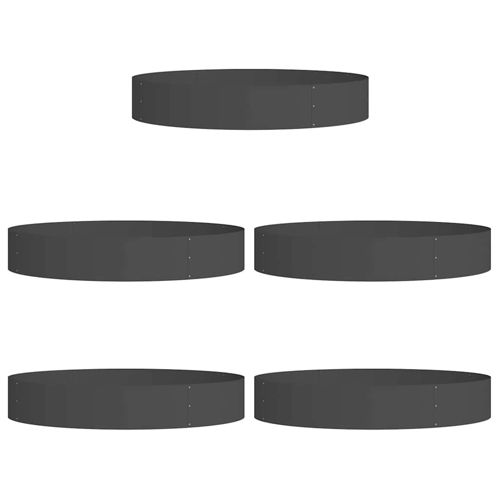 Vidaxxl Pflanzenring 5 Stück schwarz 120 x 120 x 20 cm kaltgewalzter Stahl