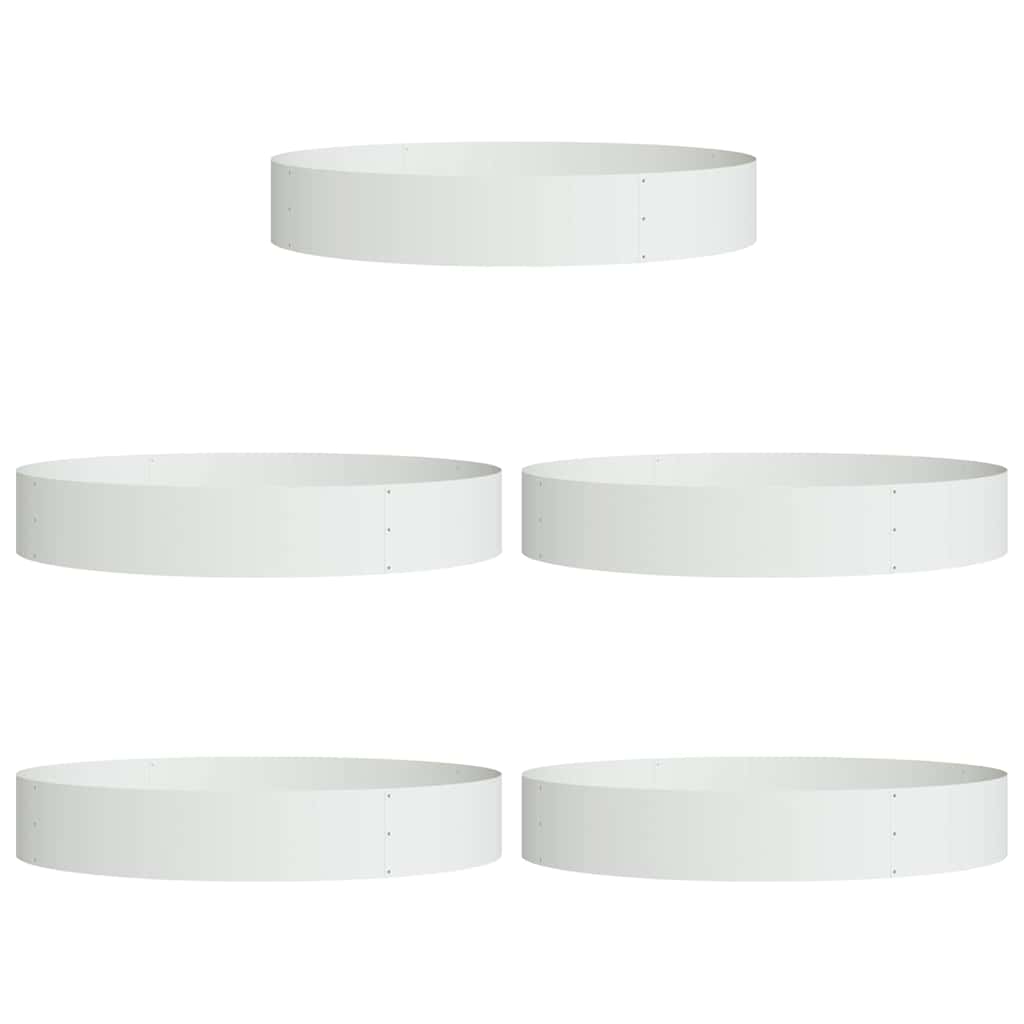 Vidaxxl Pflanzenring 5 Stück weiß 120 x 120 x 20 cm kaltgewalzter Stahl
