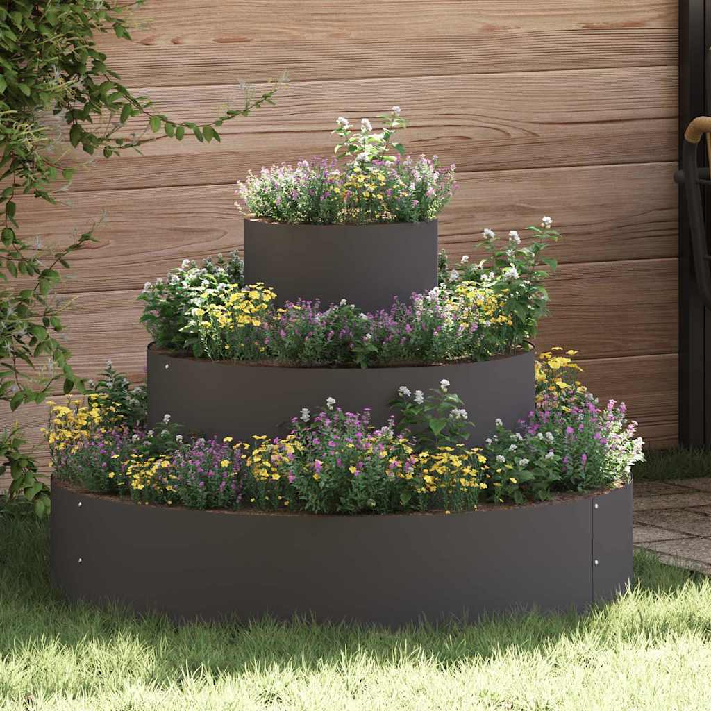 Vidaxl Gartenblumentopf schwarz 90 x 90 x 20 cm kaltgewalzter Stahl