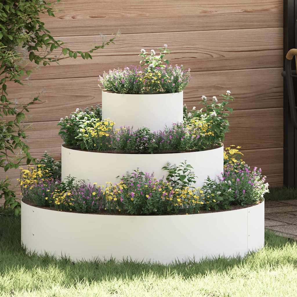 Vidaxl Gartenblumentopf weiß 90 x 90 x 20 cm kaltgewalzter Stahl