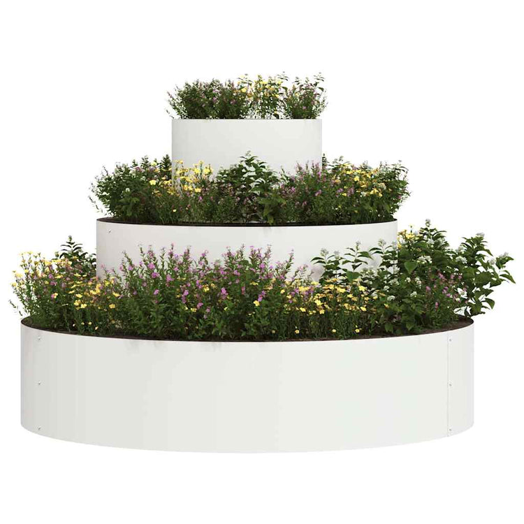 Vidaxl Gartenblumentopf weiß 90 x 90 x 20 cm kaltgewalzter Stahl