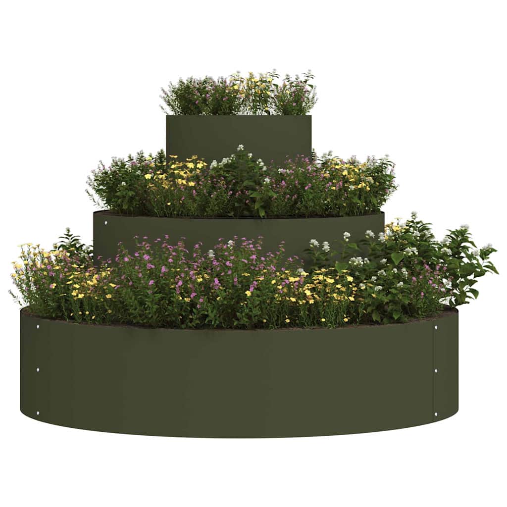 Vidaxxl Gartenblumentopf Olivgrün 90 x 90 x 20 cm kaltgewalzter Stahl