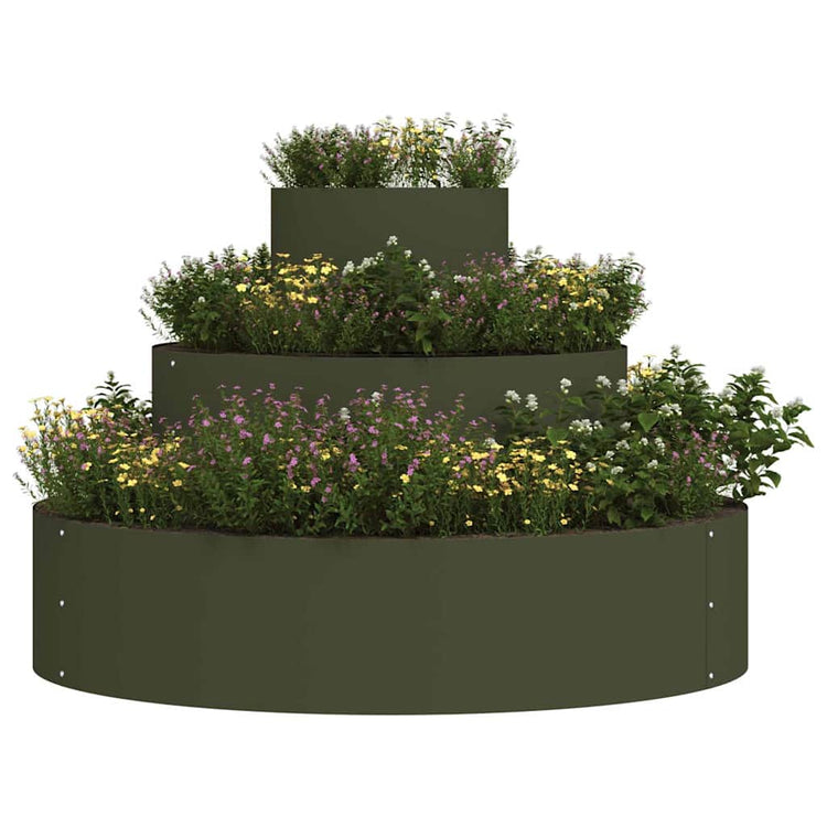 Vidaxxl Gartenblumentopf Olivgrün 90 x 90 x 20 cm kaltgewalzter Stahl