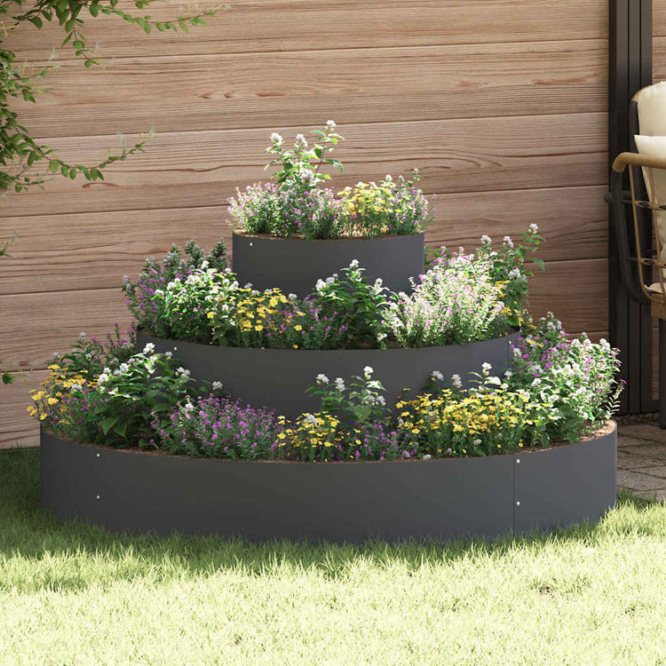 Vidaxxl Gartenblumentopf Anthrazit 120 x 120 x 20 cm kaltgewalzter Stahl