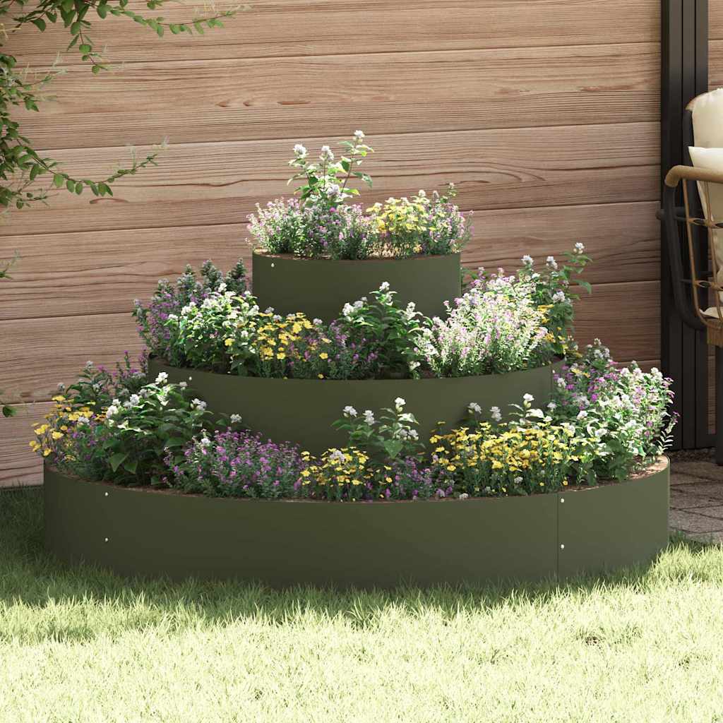 Vidaxxl Gartenblumentopf olivgrün 120 x 120 x 20 cm kaltgewalzter Stahl