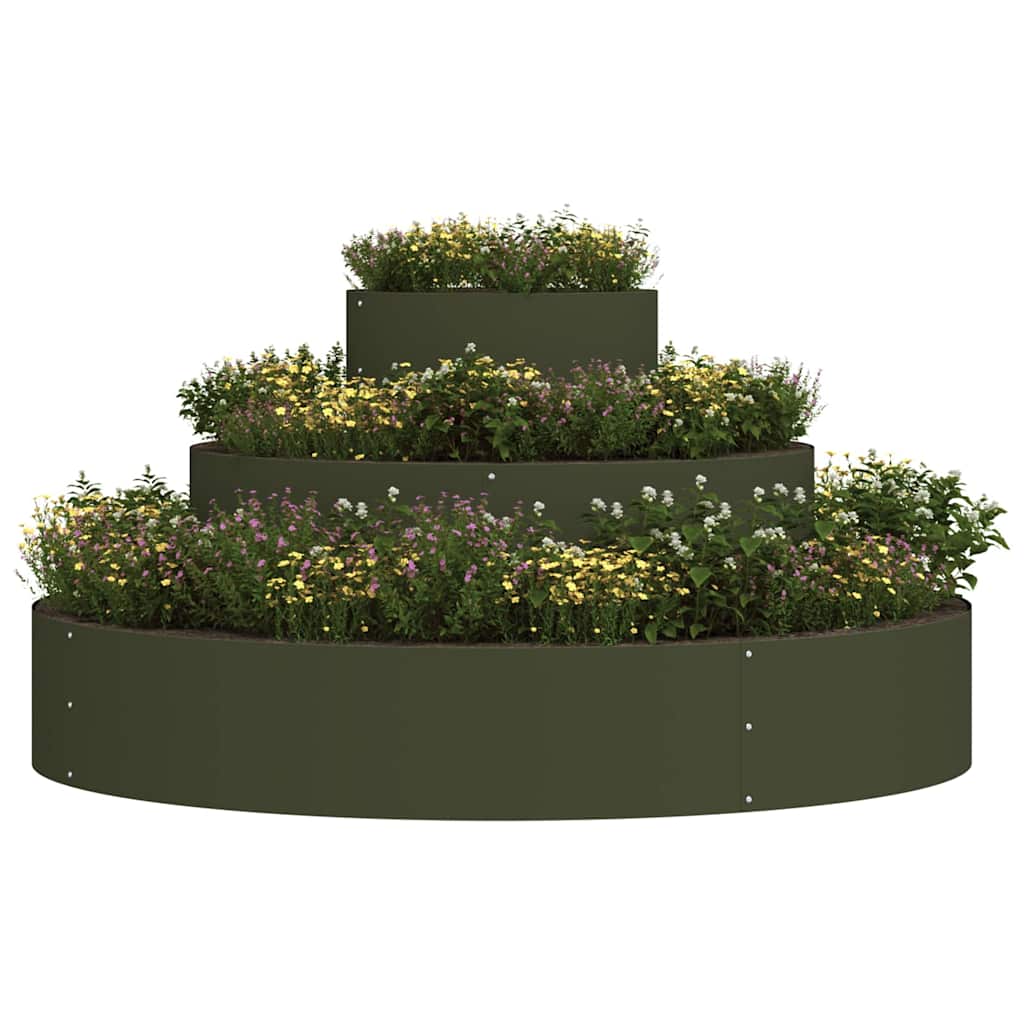 Vidaxxl Gartenblumentopf olivgrün 120 x 120 x 20 cm kaltgewalzter Stahl