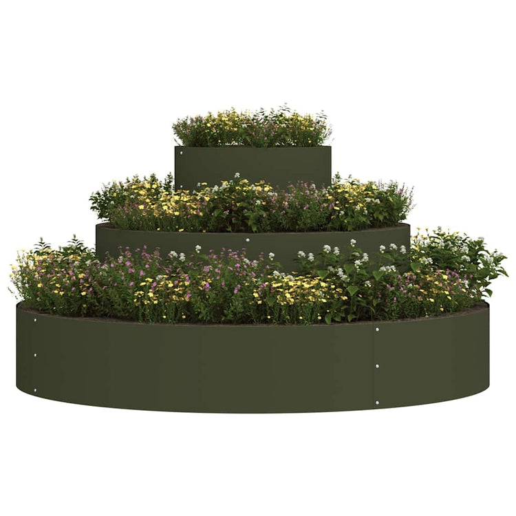 Vidaxxl Gartenblumentopf olivgrün 120 x 120 x 20 cm kaltgewalzter Stahl