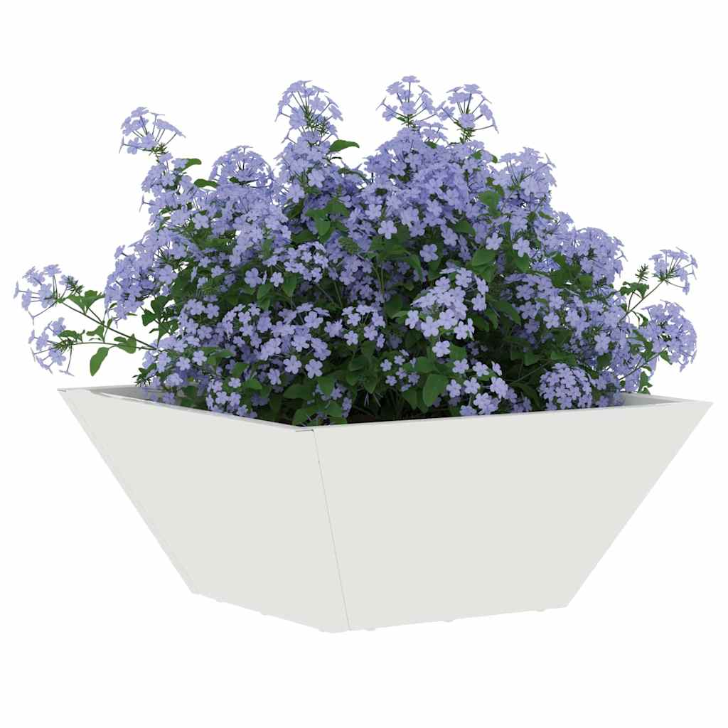 Vidaxl Gartenblumentopf weiß 35 x 35 x 15 cm kaltgewalzter Stahl