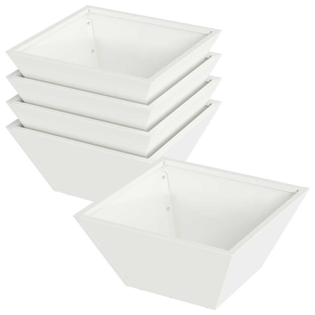 Vidaxxl Gartenblumentopf 5 Stück weiß 35 x 35 x 15 cm kaltgewalzter Stahl