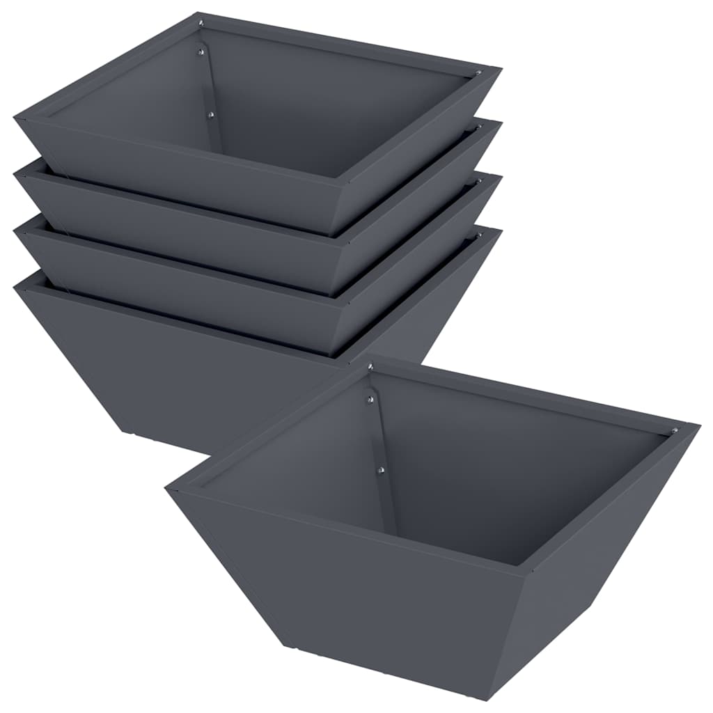 Vidaxl Gartenblumentopf 5 Stück Anthrazit 35 x 35 x 15 cm kaltgewalzter Stahl