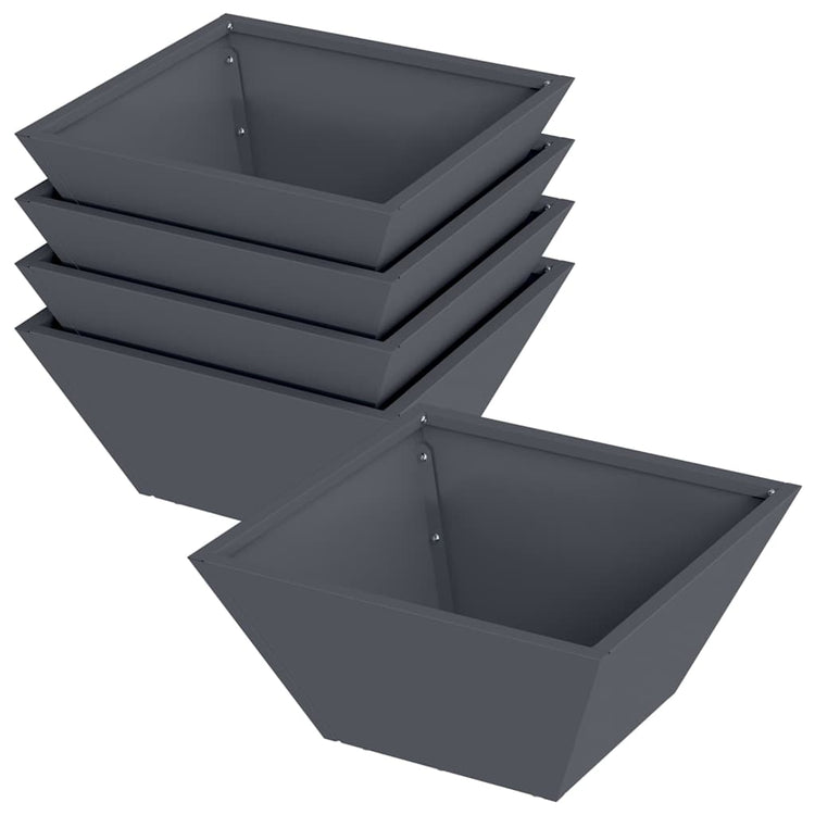 Vidaxl Gartenblumentopf 5 Stück Anthrazit 35 x 35 x 15 cm kaltgewalzter Stahl