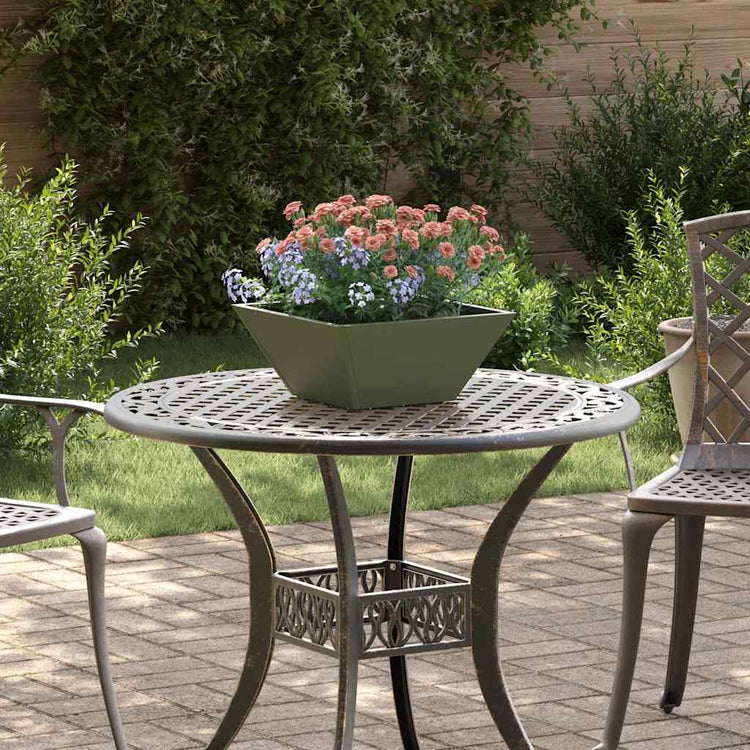 Vidaxl Gartenblumentopf olivgrün 35 x 35 x 15 cm kaltgewalzter Stahl