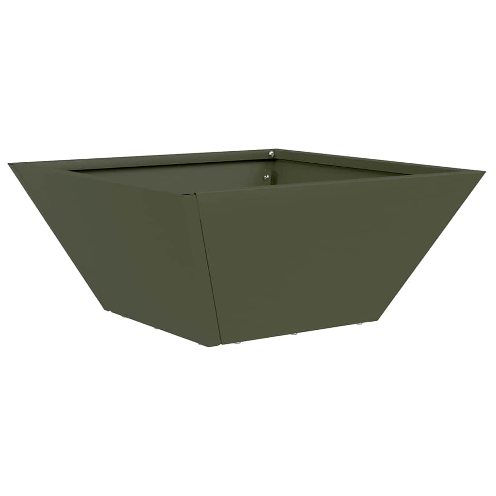 Vidaxl Gartenblumentopf olivgrün 35 x 35 x 15 cm kaltgewalzter Stahl
