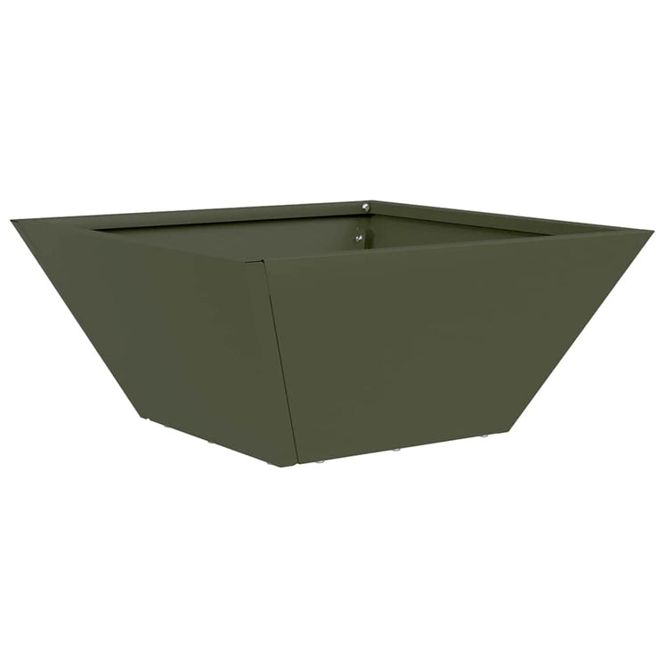 Vidaxl Gartenblumentopf olivgrün 35 x 35 x 15 cm kaltgewalzter Stahl