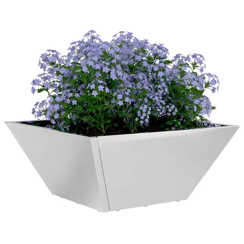 VidaXL Gartenblumentopf Silber 35 x 35 x 15 cm Edelstahl