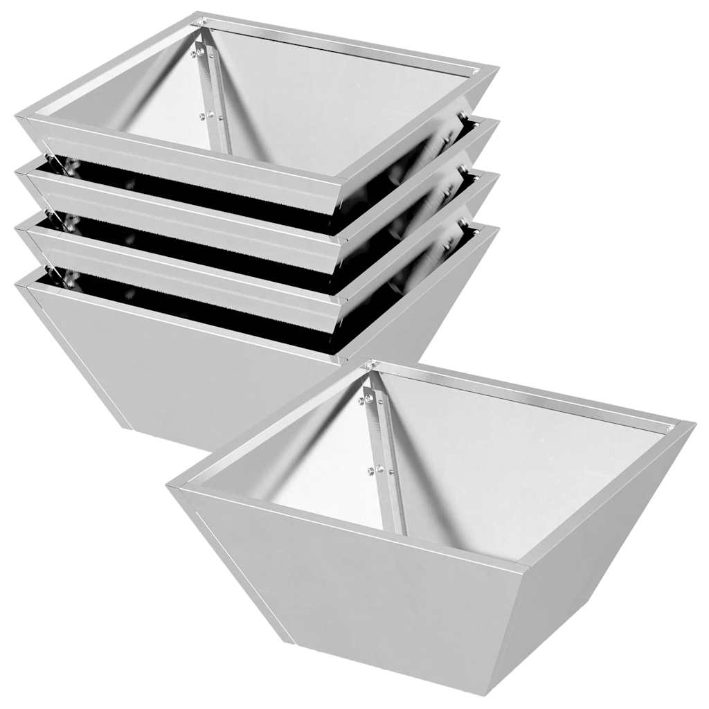 VidaXL Gartenblumentopf 5 Stück Silber 35 x 35 x 15 cm Edelstahl