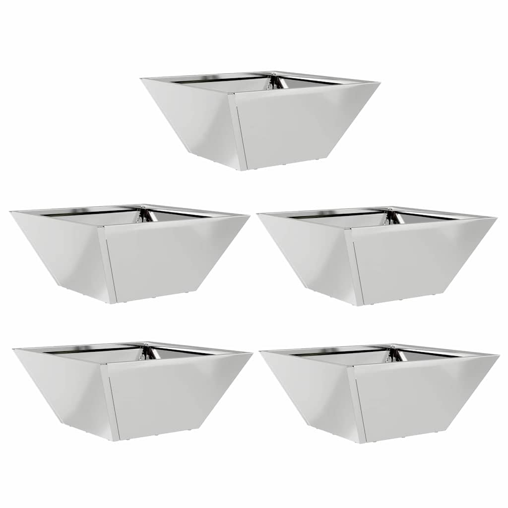 Vidaxl Gartenblumentopf 5 Stück Silber 35 x 35 x 15 cm verzinkter Stahl