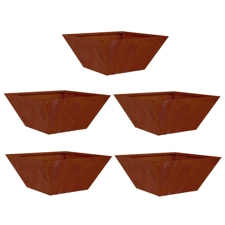Vidaxl Gartenblumentopf 5 Stück rostig 35 x 35 x 15 cm Cortenstahl