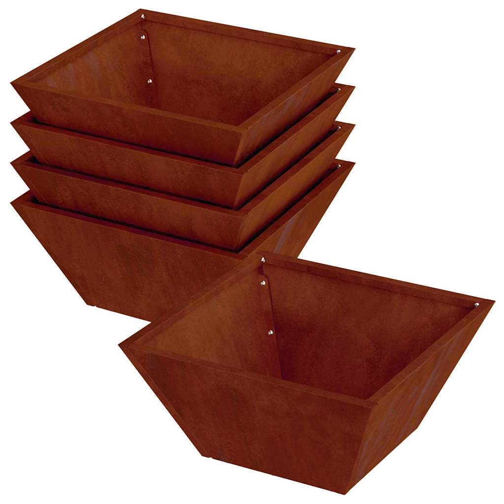 Vidaxl Gartenblumentopf 5 Stück rostig 35 x 35 x 15 cm Cortenstahl