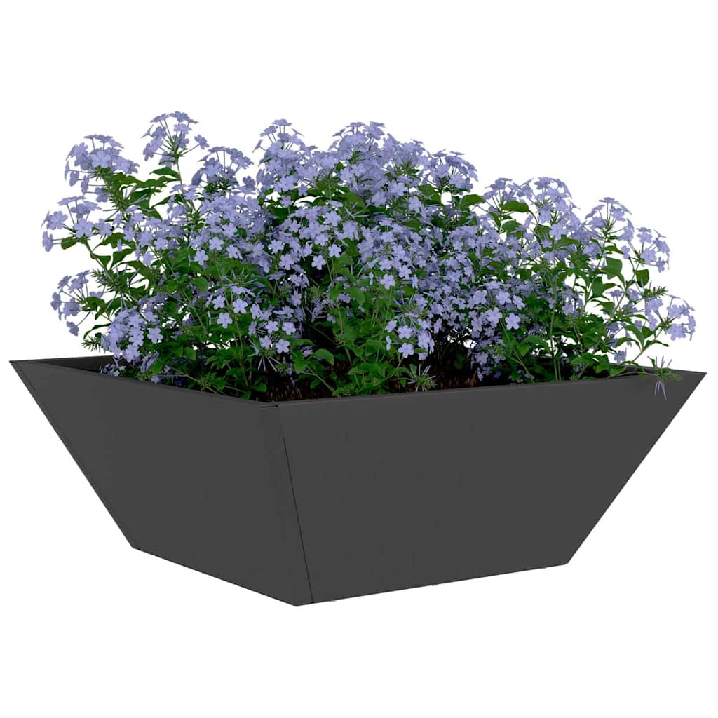 Vidaxl Gartenblumentopf schwarz 40 x 40 x 15 cm kaltgewalzter Stahl
