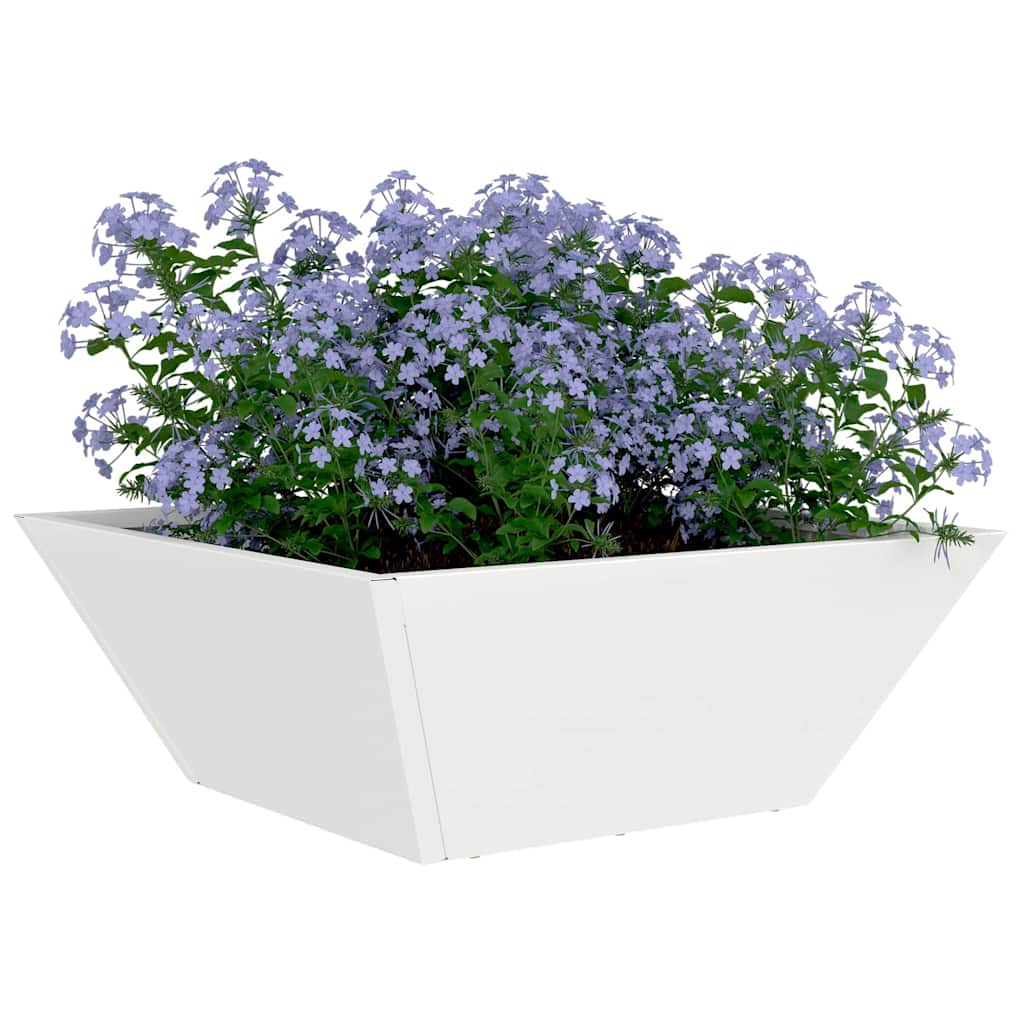 Vidaxl Gartenblumentopf weiß 40 x 40 x 15 cm kaltgewalzter Stahl