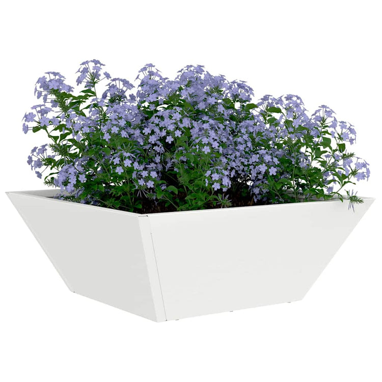 Vidaxl Gartenblumentopf weiß 40 x 40 x 15 cm kaltgewalzter Stahl