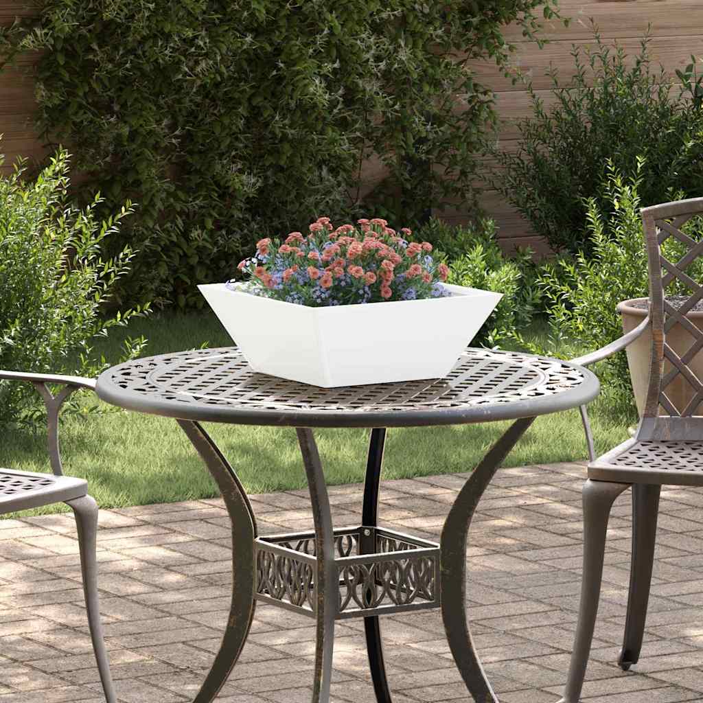 Vidaxxl Gartenblumentopf 5 Stück weiß 40 x 40 x 15 cm kaltgewalzter Stahl