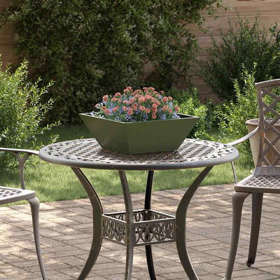 Vidaxl Gartenblumentopf olivgrün 40 x 40 x 15 cm kaltgewalzter Stahl