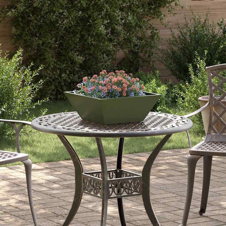 Vidaxl Gartenblumentopf olivgrün 40 x 40 x 15 cm kaltgewalzter Stahl