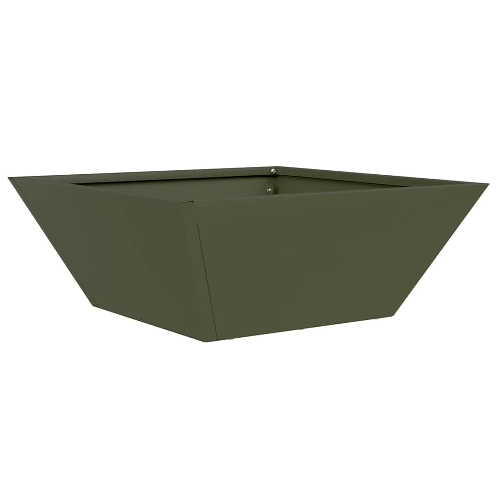 Vidaxl Gartenblumentopf olivgrün 40 x 40 x 15 cm kaltgewalzter Stahl