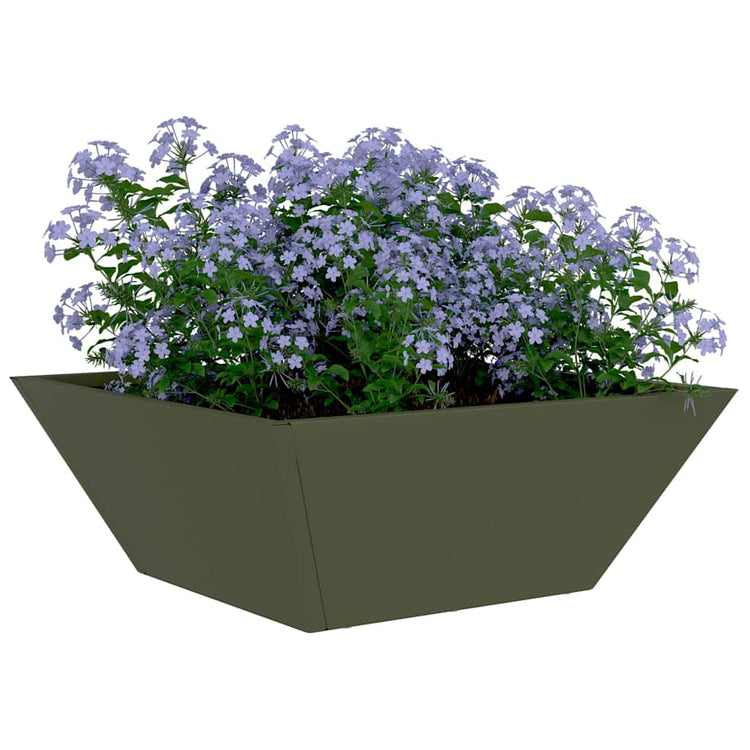Vidaxl Gartenblumentopf olivgrün 40 x 40 x 15 cm kaltgewalzter Stahl