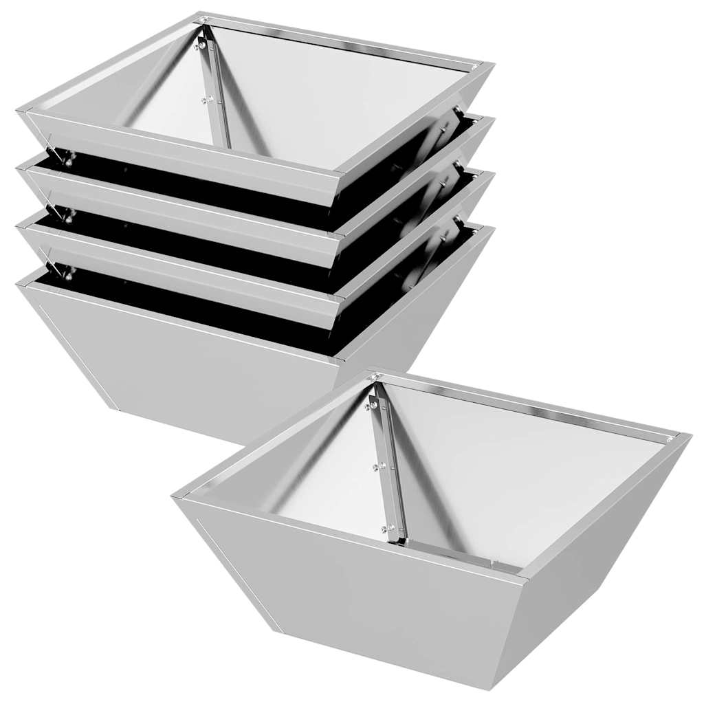Vidaxl Gartenblumentopf 5 Stück Silber 40 x 40 x 15 cm verzinkter Stahl