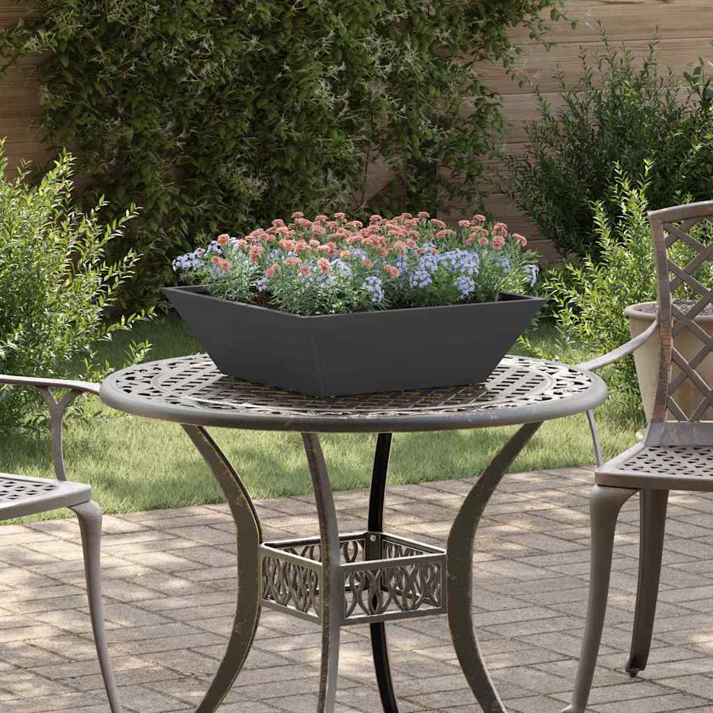 Vidaxxl Gartenblumentopf 5 Stück schwarz 50 x 50 x 15 cm kaltgewalzter Stahl