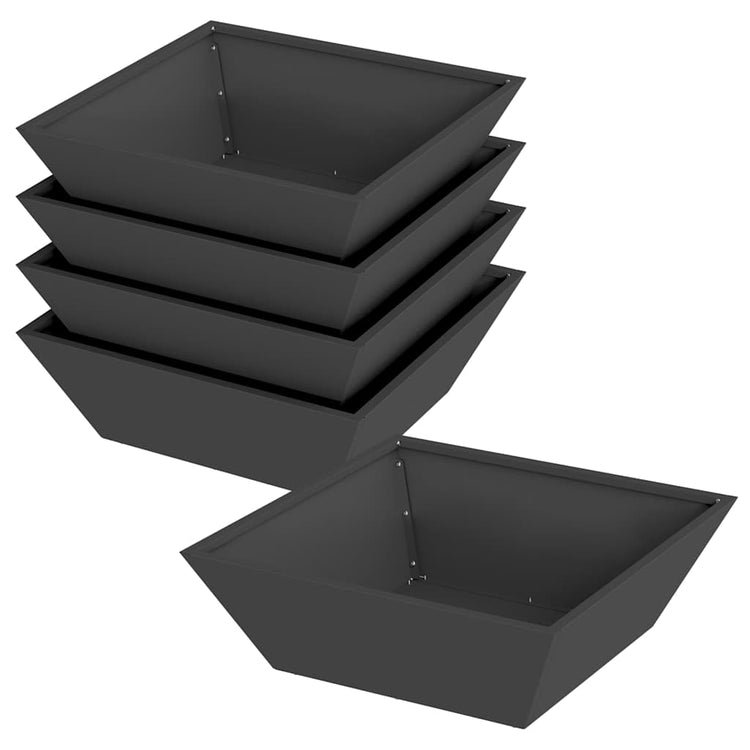 Vidaxxl Gartenblumentopf 5 Stück schwarz 50 x 50 x 15 cm kaltgewalzter Stahl