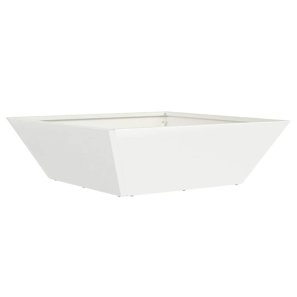 Vidaxl Gartenblumentopf weiß 50 x 50 x 15 cm kaltgewalzter Stahl