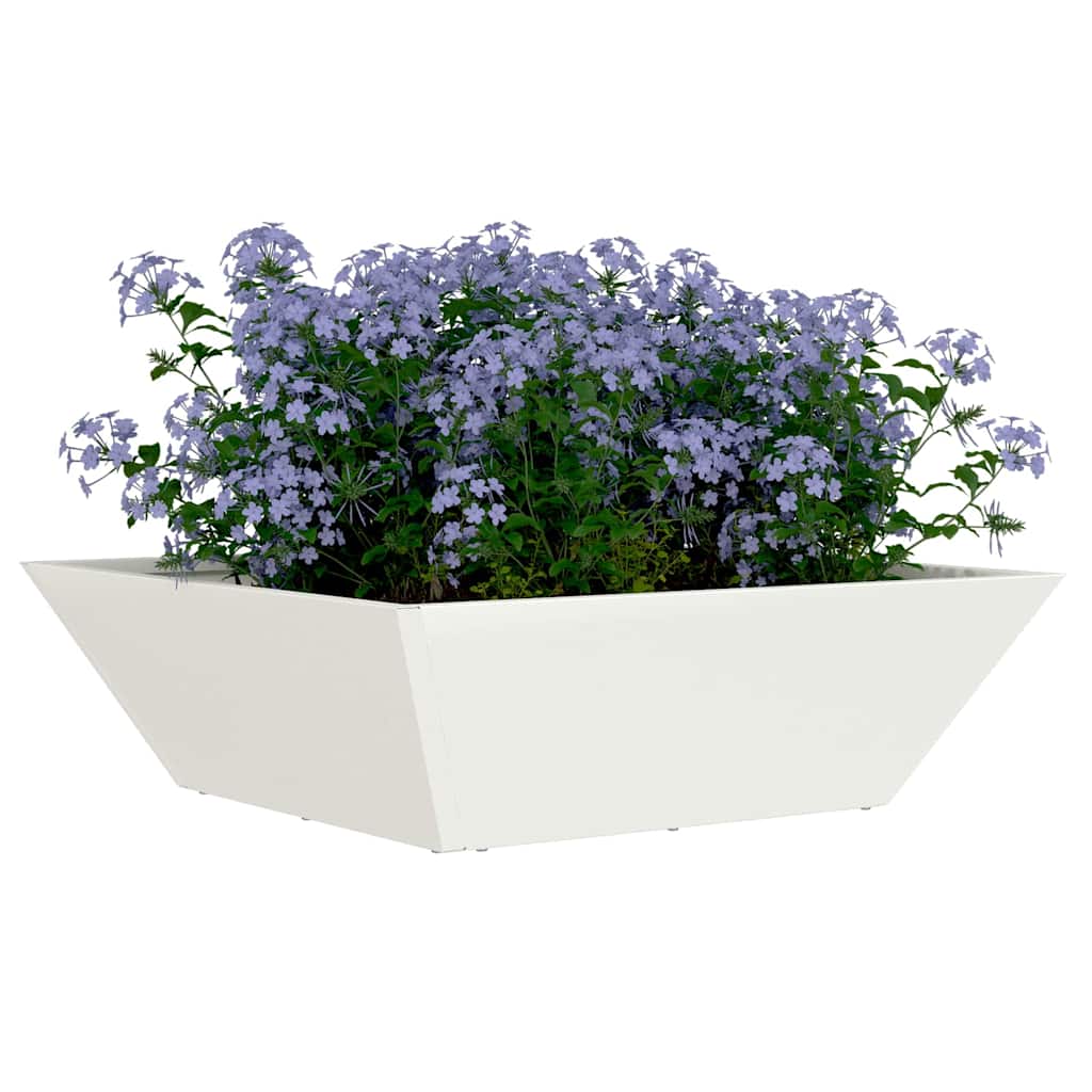 Vidaxl Gartenblumentopf weiß 50 x 50 x 15 cm kaltgewalzter Stahl
