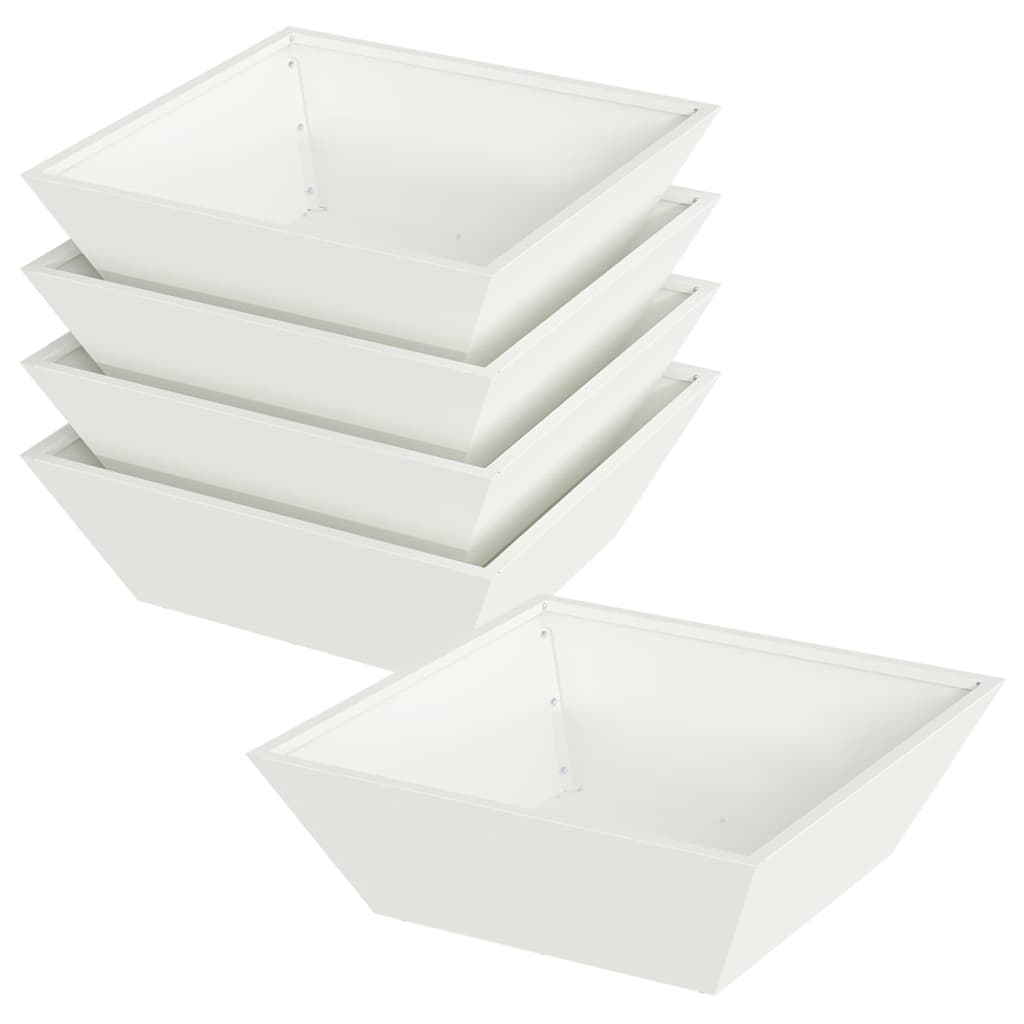 Vidaxxl Gartenblumentopf 5 Stück weiß 50 x 50 x 15 cm kaltgewalzter Stahl