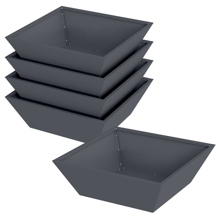 Vidaxl Gartenblumentopf 5 Stück Anthrazit 50 x 50 x 15 cm kaltgewalzter Stahl